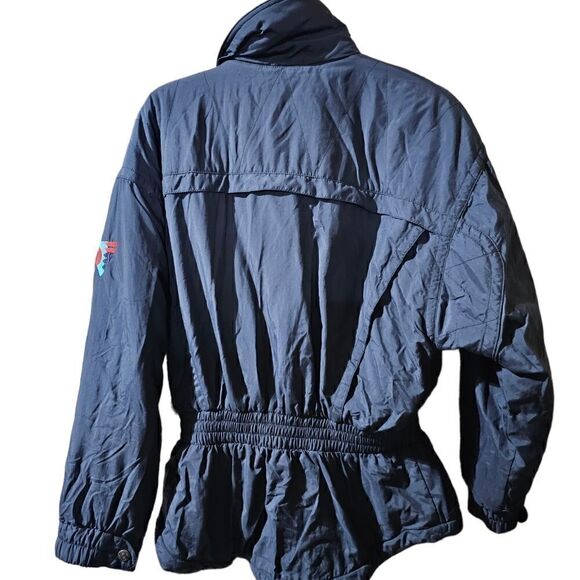 TYROLIA Women’s Vintage 80s 90s Ski Jacket Coat Black Aztec Peplum - Size 10 - Picture 2 of 11